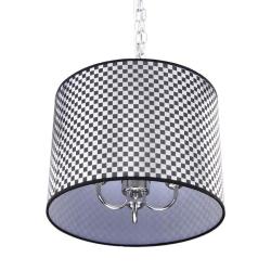 Black and Silver Checkered Shade 3-light Chrome Chandelier
