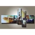 Hand-painted 'Sleepless City' 4-piece Gallery-wrapped Canvas Art Set