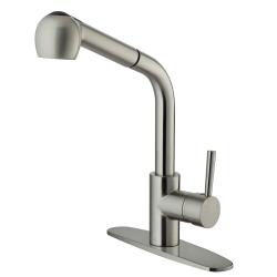 VIGO Stainless Steel Pull-Out Spray Kitchen Faucet with Deck Plate