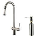 VIGO Stainless Steel Pull-Out Kitchen Faucet with Soap Dispenser