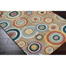Hand-tufted Contemporary Multi Colored Circles Geometric Corbett New Zealand Wool Rug (5' x 8')
