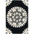 Handmade Soho Chrono Black/ Ivory New Zealand Wool Rug (2' x 3')