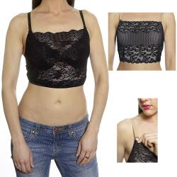 The Mini Cami Women's Black Lace Strapless Camisole (Pack of 2)