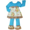 Ann Loren Girl's Floral/Leopard-print Top and Pant Set