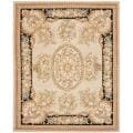 Handmade Grand Bouquet Beige/ Black Wool and Silk Rug (5' x 8')