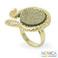 Gold Overlay 'Golden Amazon Serpent' Drusy Agate Ring (Brazil)