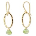 Gold Overlay 'Iris Dewdrop' Peridot Dangle Earrings (Thailand)