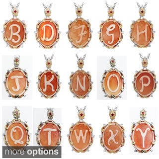Michael Valitutti Two-tone Carved Shell Initial Pendant