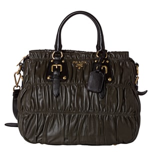 Prada 'Gaufre' Olive Large Nappa Leather Tote Bag