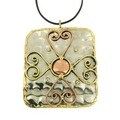 Handcrafted Copper and Brass Stone Cross Pendant Necklace (India)