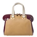 Fendi 'Chameleon' Cherry/ Tan Color-block Leather Satchel