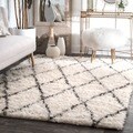Handmade Moroccan Trellis Wool Shag Rug