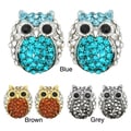 Kate Marie Goldtone or Silvertone Acrylic and Rhinestone Owl Design Earrings