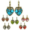 Kate Marie Silvertone Acrylic and Crystal Strawberry Design Earrings