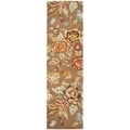Handmade Blossom Brown Wool Rug (2'3 x 6')