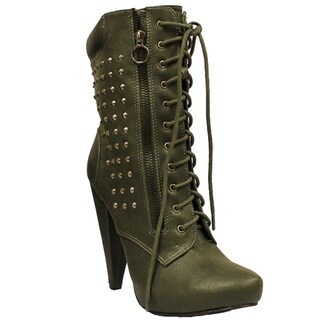 Toi et Moi Women's 'Maquis-05' Khaki Military Style Lace-up Boots