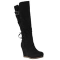 Riverberry Women's 'Chandler' Black Wedged Boots