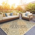 Outdoor/ Indoor Ivory/ Grey Area Rug