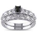 Miadora Sterling Silver 1/3ct TDW Diamond Bridal Ring Set (H-I, I2-I3)