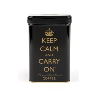 Black 'Keep Calm and Carry On' Ground Coffee Tin