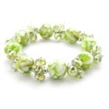 Bleek2Sheek Green Mosaic Marble and Crystal Stretch Bracelet