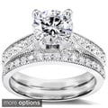 14k Gold Moissanite and 1/3ct TDW Diamond Bridal Ring Set (G-H, I1-I2)