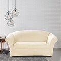 Stretch Plush Cream Loveseat Slipcover