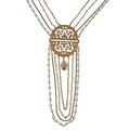 Carolee CZ, Faux Pearl 24-inch Art Deco Chain Pendant Necklace