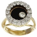 18k Gold Onyx and 3/4ct TDW Floating Diamond Estate Ring (I-J, SI1-SI2)