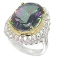 De Buman Sterling Silver Mystic Quartz and Cubic Zirconia Ring
