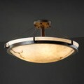 6-light Dark Bronze with Faux Alabaster Semi-flush Light Fixture