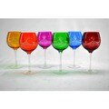 Clear Etching Crystal Multicolor Wine Glasses (Set of 6)