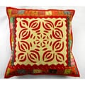 Red and Beige Patchwork Cushion Cover (India)