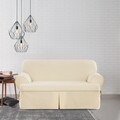 Sure Fit Contrast Cord Duck Natural T-cushion Loveseat Slipcover
