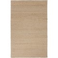 Natural Solid Jute/ Cotton Beige/ Brown Rug (5' x 8')