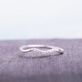 Miadora 10k White Gold Diamond Accent Curved Wedding Band