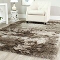 Hand-woven Silken Sable Brown Shag Rug (8'6 x 12')