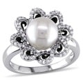 Miadora Sterling Silver Pearl and 1/4ct TDW Diamond Ring (H-I, I2-I3)