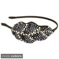 Kate Marie Rhinestone and Glass Bead Embellished Leaf Headband