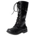 Eddie Marc Girl's Black Lace-up Knee-high Boots
