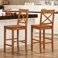 Antique Brown Solid Wood Barstools (Set of 2)