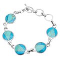 Handcrafted Mexican Alpaca Silver and Turquoise Disk Bracelet (Mexico)