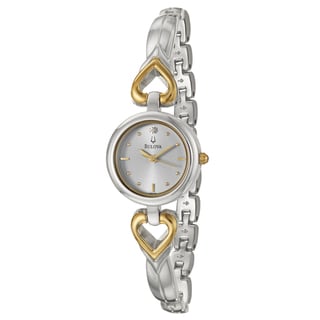 Bulova Women's 'Diamonds' Stainless Steel Goldtone Hearts Watch