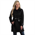 Via Spiga Women's Black Mixed Media Trench Coat