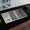 Water Creation 33" x 20" Zero Radius 60/40 Double Bowl Stainless Steel Kitchen Sink