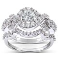 14k White Gold 1 1/4ct TDW Diamond Braided Bridal Ring Set (H-I, I1-I2)
