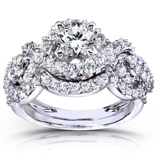  14k White Gold 1 1/4ct TDW Diamond Braided Bridal Ring Set (H-I, I1-I2)