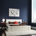 Anabella White Bonded Leather 'S' Shape Upholstered Modern Bed