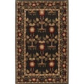 Hand-tufted Black Traditional Bordered Kirikale Maroon Wool Rug (8' x 11')