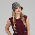 Swan Women's Grey Satin-trim Packable Fedora Hat